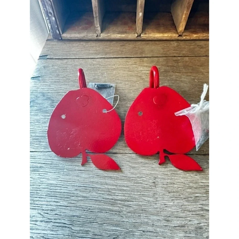 Wall Hooks Red Apple Shape Pair of 2 screws included free shipping